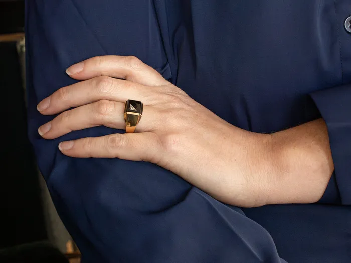Market Square Jewelers MidCentury Onyx and Diamond Ring Rings