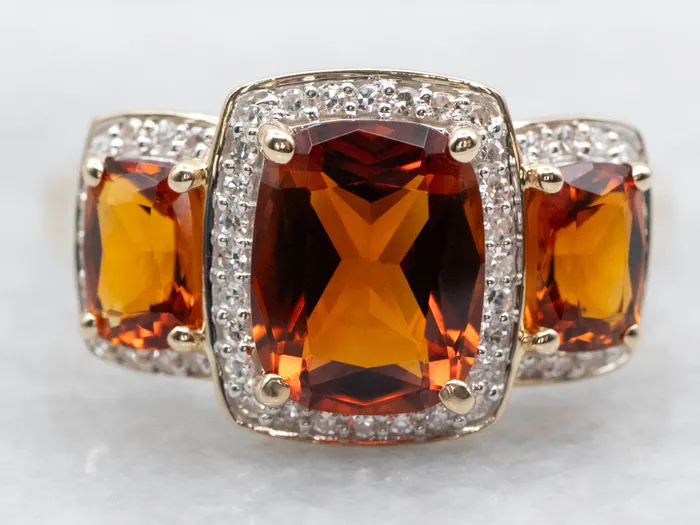 Market Square Jewelers Modern Citrine Gemstone Ring with Diamond Halo Rings Market Square Jewelers Modern Citrine Gemstone Ring with Diamond Halo Rings