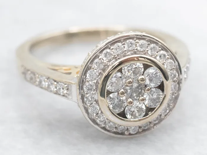 Market Square Jewelers Modern Diamond Engagement Ring with Floral Diamond Halo Rings Market Square Jewelers Modern Diamond Engagement Ring with Floral Diamond Halo Rings