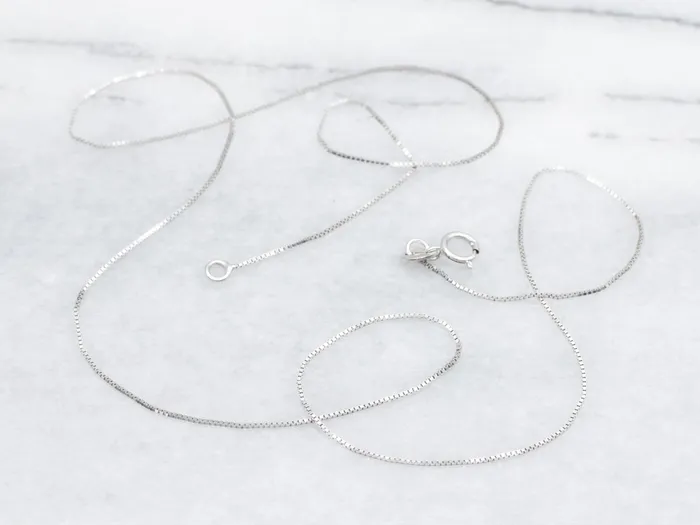 Market Square Jewelers Necklaces 18Inch White Gold Box Chain
