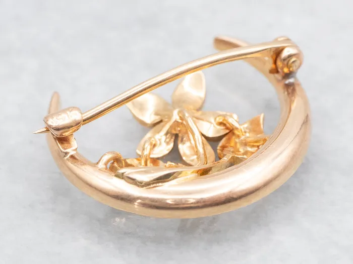 Market Square Jewelers Necklaces Art Nouveau Seed Pearl Moon and Flower Brooch