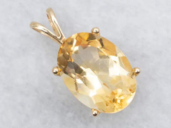 Market Square Jewelers Necklaces Citrine Gemstone Pendant in Yellow Gold