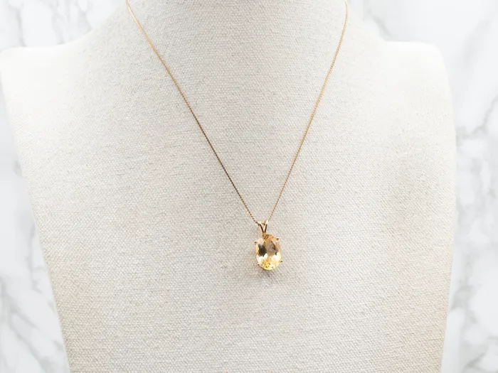 Market Square Jewelers Necklaces Citrine Gemstone Pendant in Yellow Gold