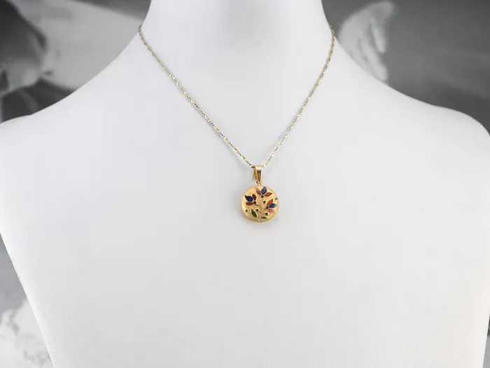 Market Square Jewelers Necklaces Enamel Floral Gold Pendant Market Square Jewelers Necklaces Enamel Floral Gold Pendant