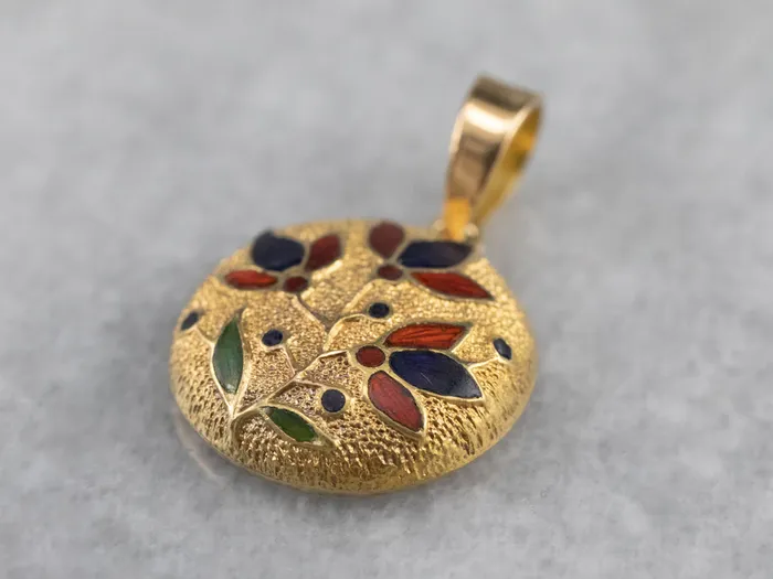 Market Square Jewelers Necklaces Enamel Floral Gold Pendant Market Square Jewelers Necklaces Enamel Floral Gold Pendant