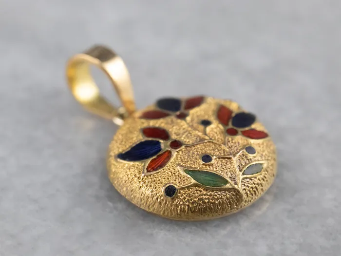 Market Square Jewelers Necklaces Enamel Floral Gold Pendant Market Square Jewelers Necklaces Enamel Floral Gold Pendant