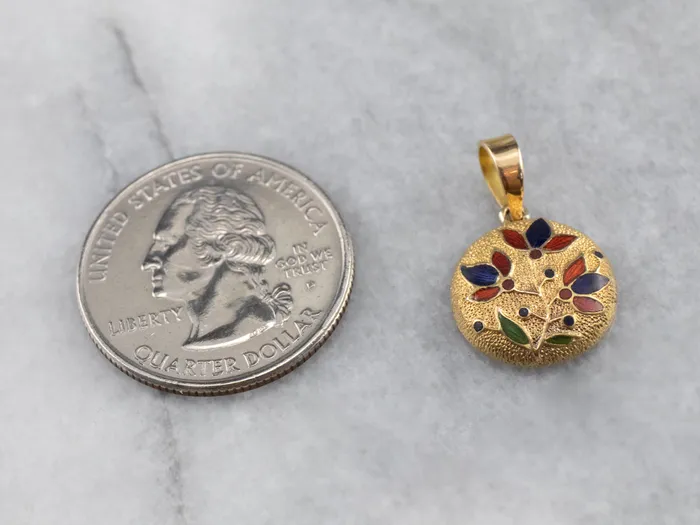 Market Square Jewelers Necklaces Enamel Floral Gold Pendant Market Square Jewelers Necklaces Enamel Floral Gold Pendant