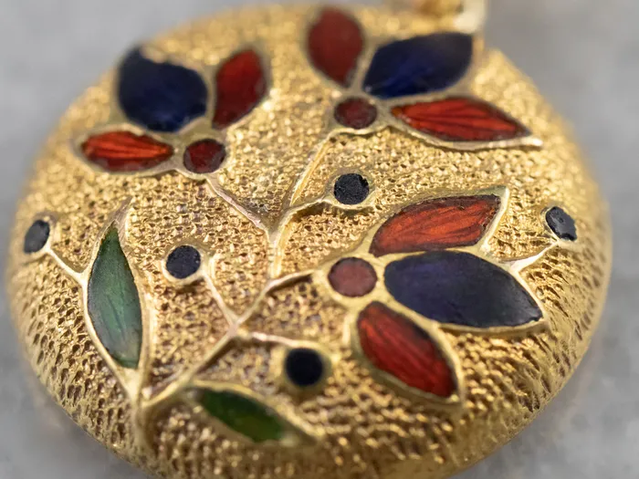 Market Square Jewelers Necklaces Enamel Floral Gold Pendant Market Square Jewelers Necklaces Enamel Floral Gold Pendant