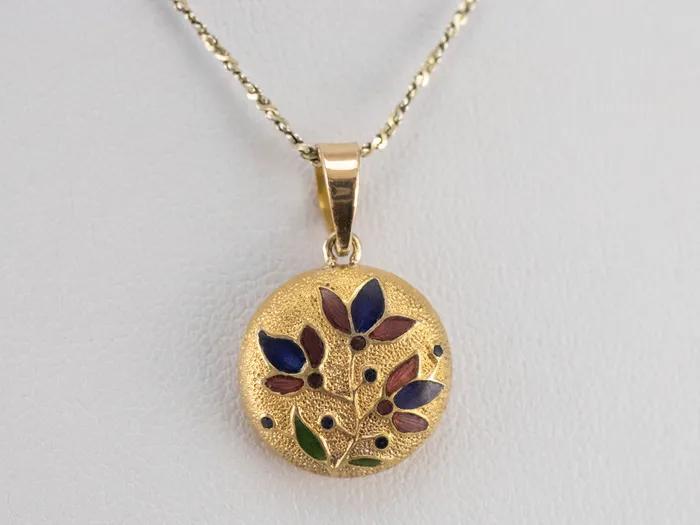 Market Square Jewelers Necklaces Enamel Floral Gold Pendant Market Square Jewelers Necklaces Enamel Floral Gold Pendant