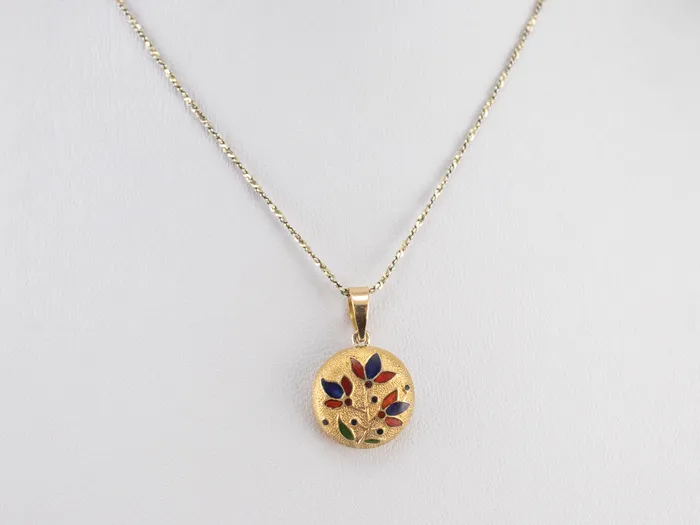 Market Square Jewelers Necklaces Enamel Floral Gold Pendant Market Square Jewelers Necklaces Enamel Floral Gold Pendant