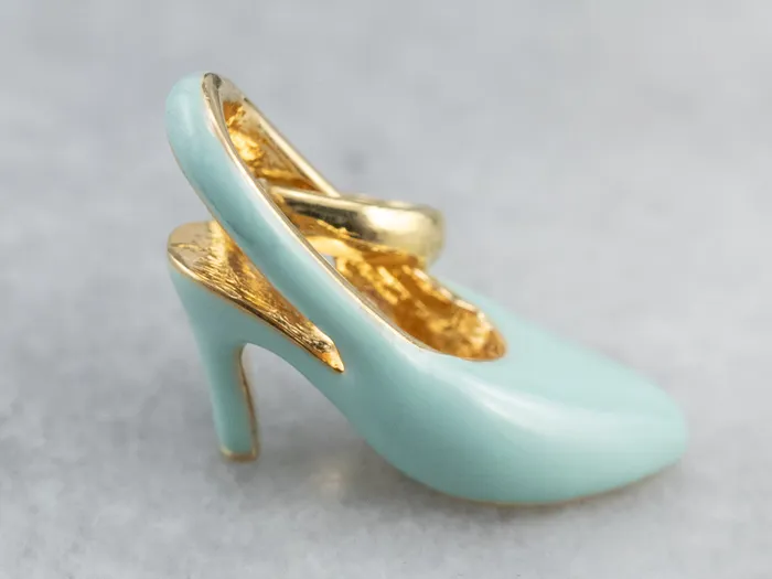 Market Square Jewelers Necklaces Gold and Enamel High Heel Pendant