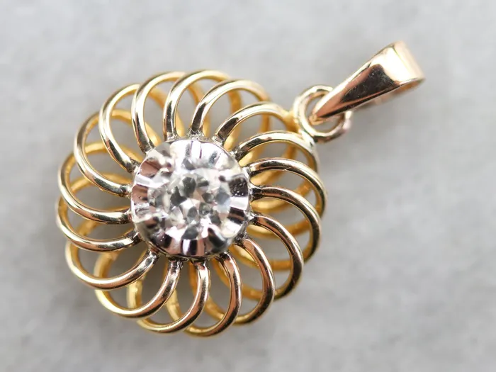 Market Square Jewelers Necklaces Swirling Gold and Diamond Pendant