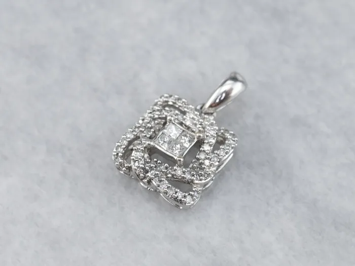 Market Square Jewelers Necklaces Twisting Diamond Halo Pendant