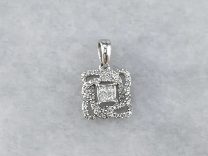 Market Square Jewelers Necklaces Twisting Diamond Halo Pendant