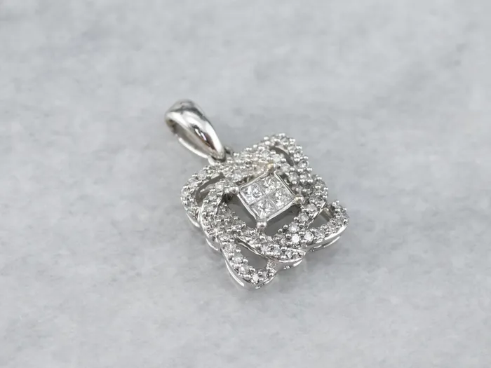 Market Square Jewelers Necklaces Twisting Diamond Halo Pendant