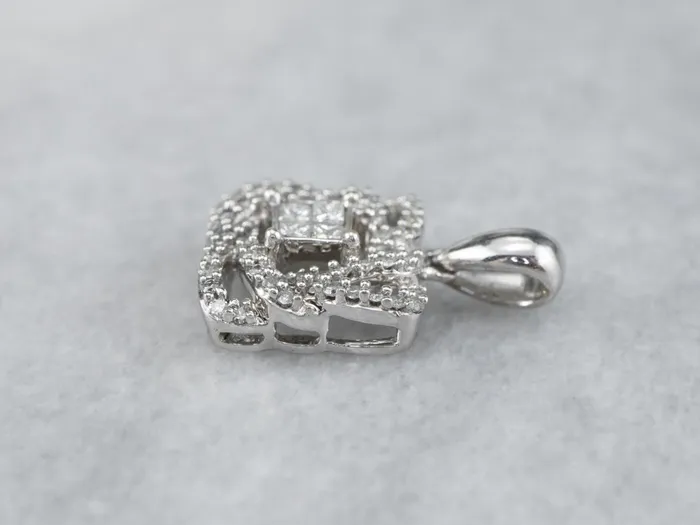 Market Square Jewelers Necklaces Twisting Diamond Halo Pendant