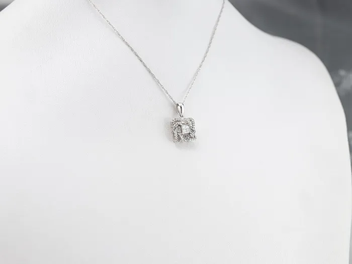 Market Square Jewelers Necklaces Twisting Diamond Halo Pendant