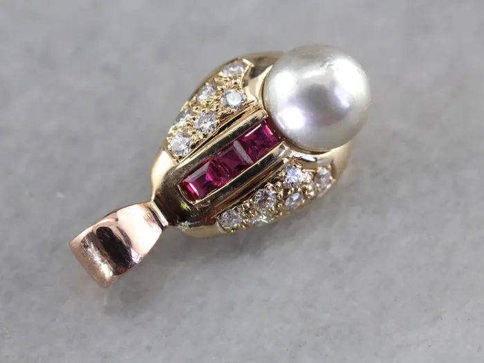 Market Square Jewelers Necklaces Unique Pearl Diamond and Ruby Pendant Market Square Jewelers Necklaces Unique Pearl Diamond and Ruby Pendant