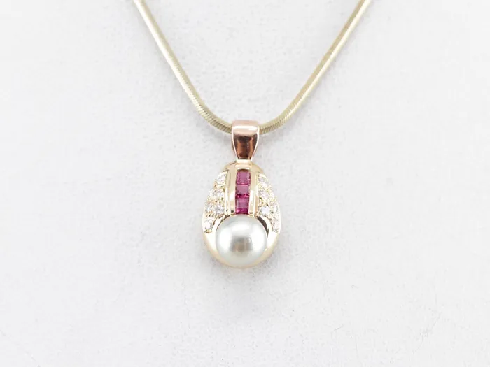 Market Square Jewelers Necklaces Unique Pearl Diamond and Ruby Pendant Market Square Jewelers Necklaces Unique Pearl Diamond and Ruby Pendant