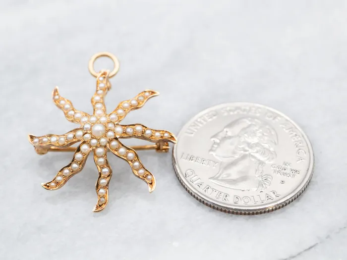 Market Square Jewelers Necklaces Victorian Seed Pearl Starburst Brooch or Pendant Market Square Jewelers Necklaces Victorian Seed Pearl Starburst Brooch or Pendant