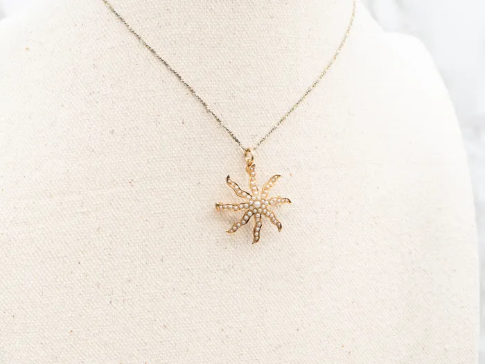 Market Square Jewelers Necklaces Victorian Seed Pearl Starburst Brooch or Pendant Market Square Jewelers Necklaces Victorian Seed Pearl Starburst Brooch or Pendant