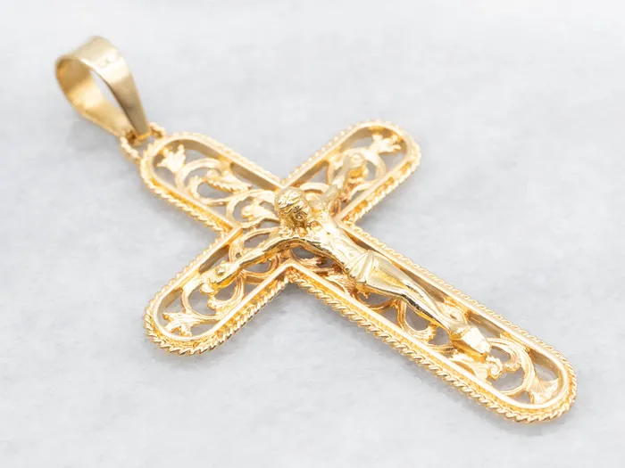 Market Square Jewelers PreStyled Sets Gold Filigree Crucifix Pendant