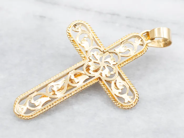 Market Square Jewelers PreStyled Sets Gold Filigree Crucifix Pendant