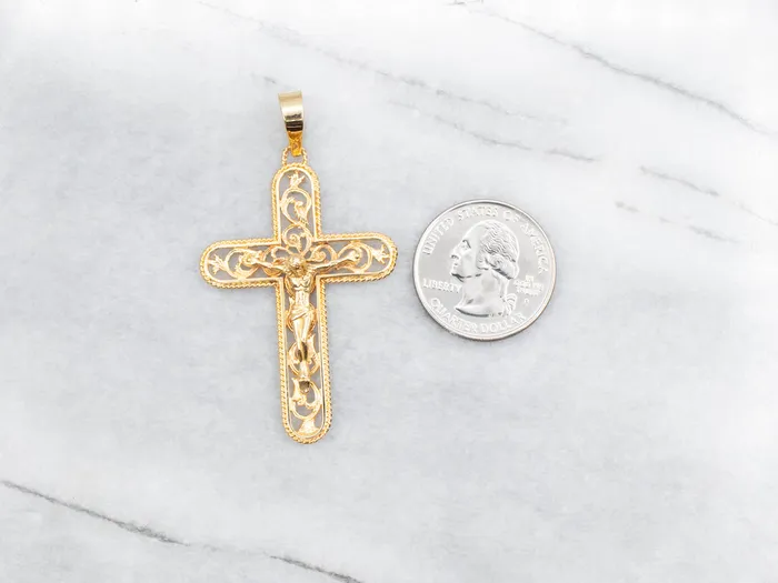 Market Square Jewelers PreStyled Sets Gold Filigree Crucifix Pendant