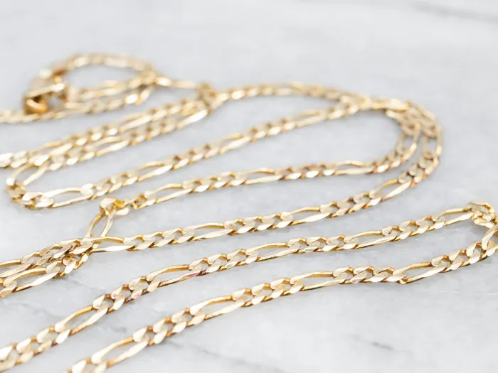 Market Square Jewelers PreStyled Sets Yellow 14K Gold Figaro Chain