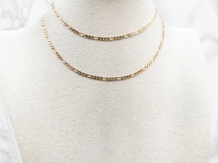 Market Square Jewelers PreStyled Sets Yellow 14K Gold Figaro Chain Market Square Jewelers PreStyled Sets Yellow 14K Gold Figaro Chain