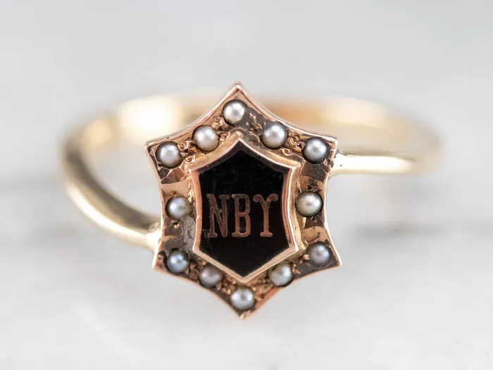 Market Square Jewelers Rings Antique NBY Enamel and Seed Pearl Ring Market Square Jewelers Rings Antique NBY Enamel and Seed Pearl Ring