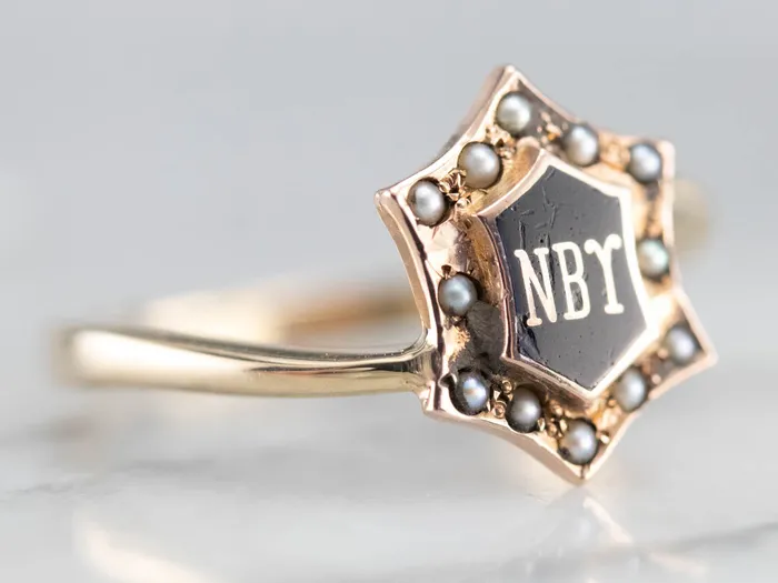 Market Square Jewelers Rings Antique NBY Enamel and Seed Pearl Ring Market Square Jewelers Rings Antique NBY Enamel and Seed Pearl Ring