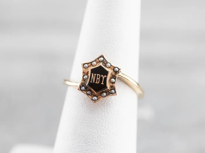 Market Square Jewelers Rings Antique NBY Enamel and Seed Pearl Ring Market Square Jewelers Rings Antique NBY Enamel and Seed Pearl Ring