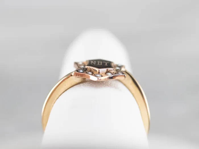 Market Square Jewelers Rings Antique NBY Enamel and Seed Pearl Ring Market Square Jewelers Rings Antique NBY Enamel and Seed Pearl Ring