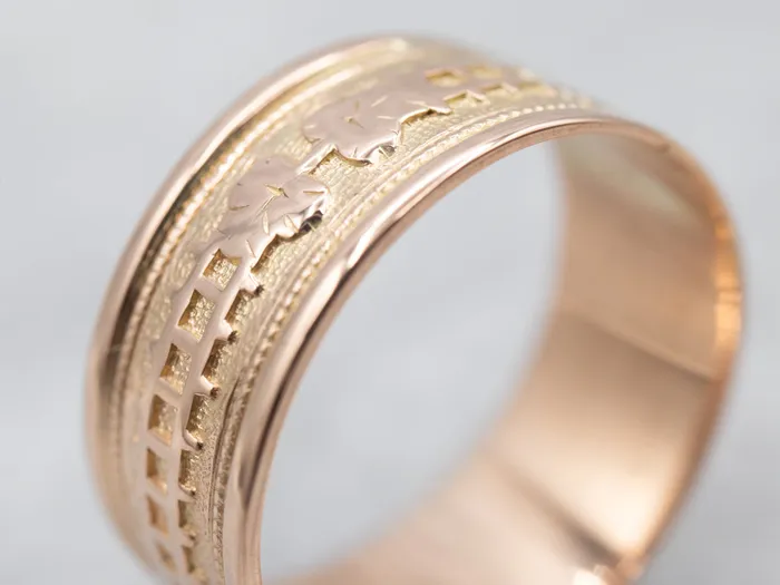 Market Square Jewelers Rings Antique Rose Gold Patterned Cigar Band Market Square Jewelers Rings Antique Rose Gold Patterned Cigar Band