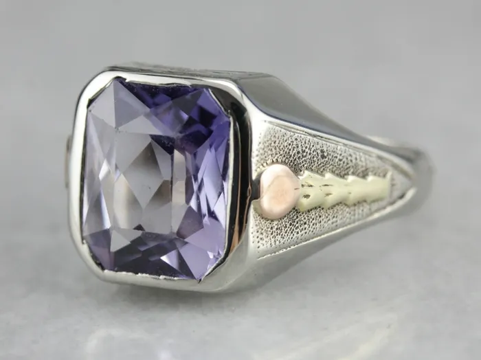 Market Square Jewelers Rings Art Deco Amethyst Glass White Gold Statement Ring Market Square Jewelers Rings Art Deco Amethyst Glass White Gold Statement Ring