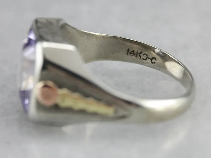 Market Square Jewelers Rings Art Deco Amethyst Glass White Gold Statement Ring