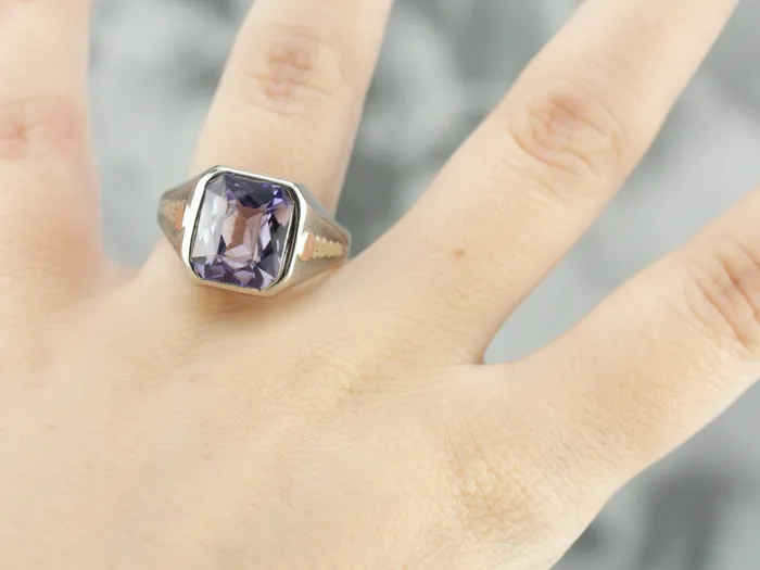 Market Square Jewelers Rings Art Deco Amethyst Glass White Gold Statement Ring