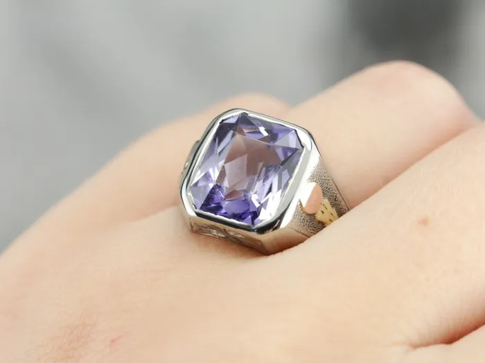 Market Square Jewelers Rings Art Deco Amethyst Glass White Gold Statement Ring