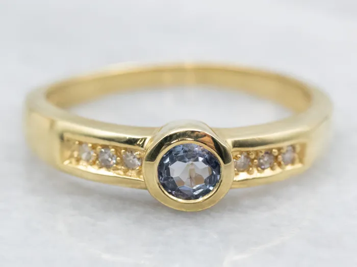 Market Square Jewelers Rings Bezel Set Tanzanite and Diamond Ring