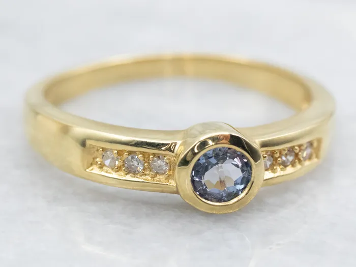 Market Square Jewelers Rings Bezel Set Tanzanite and Diamond Ring
