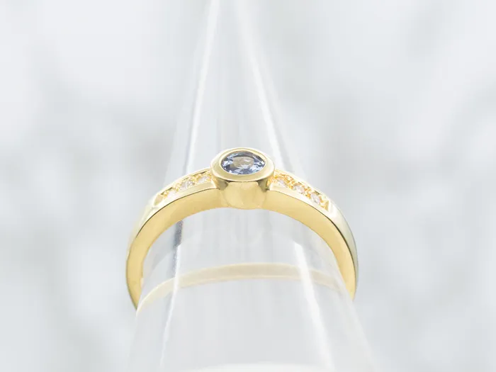 Market Square Jewelers Rings Bezel Set Tanzanite and Diamond Ring