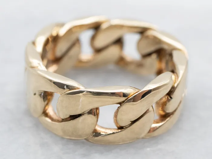 Market Square Jewelers Rings Bold 1980s Gold Curb Link Band