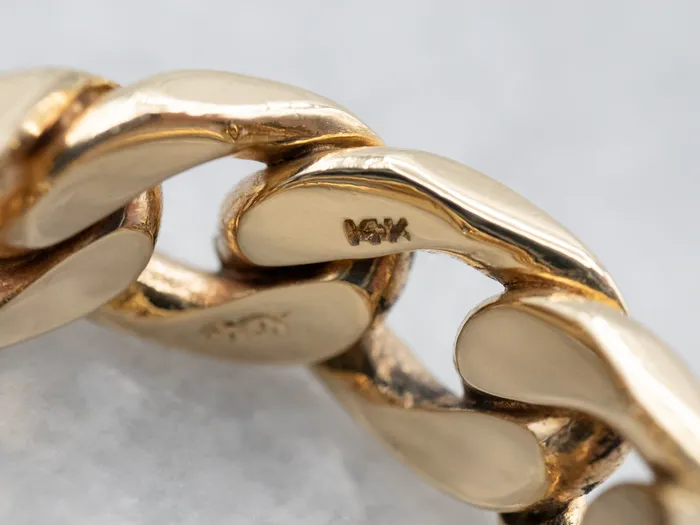 Market Square Jewelers Rings Bold 1980s Gold Curb Link Band Market Square Jewelers Rings Bold 1980s Gold Curb Link Band