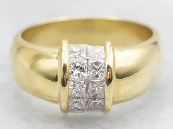 Market Square Jewelers Rings Contemporary Princess Cut Diamond Ring in 18K Yellow Gold Market Square Jewelers Rings Contemporary Princess Cut Diamond Ring in 18K Yellow Gold