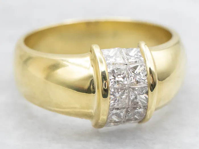 Market Square Jewelers Rings Contemporary Princess Cut Diamond Ring in 18K Yellow Gold