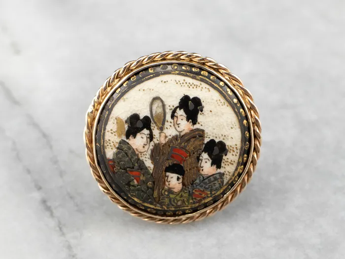 Market Square Jewelers Rings Japanese Geisha Painted Porcelain Ring