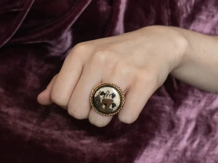 Market Square Jewelers Rings Japanese Geisha Painted Porcelain Ring