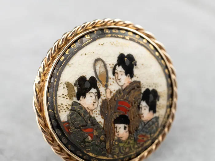 Market Square Jewelers Rings Japanese Geisha Painted Porcelain Ring