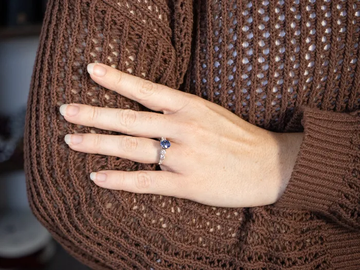 Market Square Jewelers Rings Mixed Metal Sapphire and Diamond Engagement Ring Market Square Jewelers Rings Mixed Metal Sapphire and Diamond Engagement Ring
